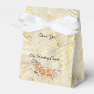 Gold Elegant Ripple Effect & Roses Favor Boxes