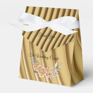 Gold Elegant Ripple Effect & Roses Favor Boxes