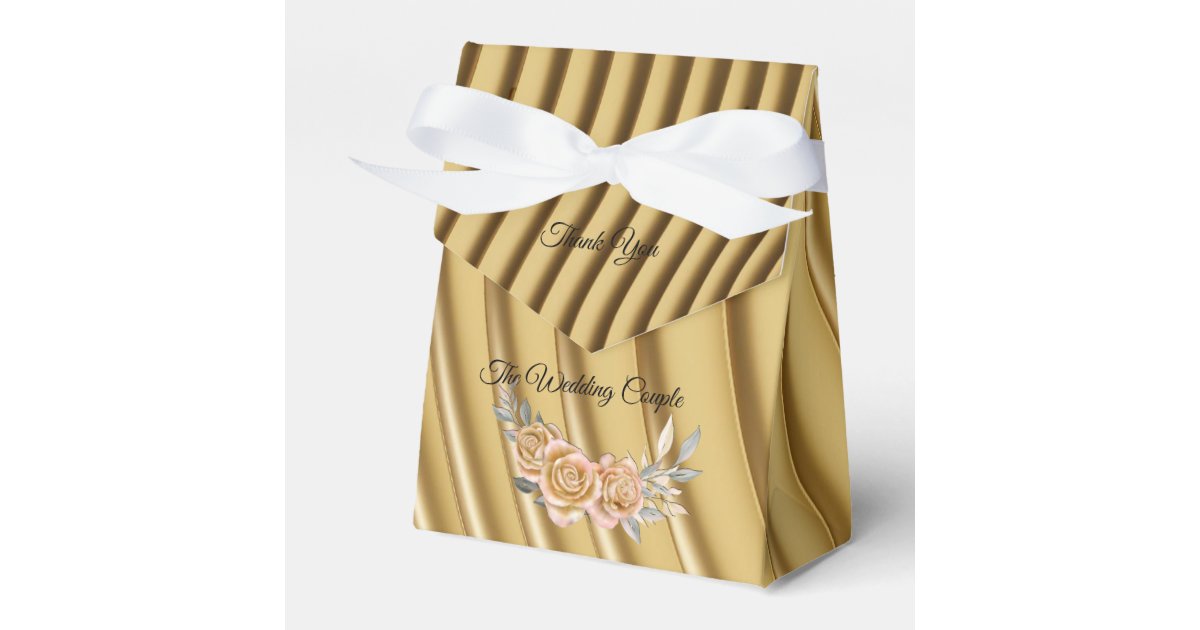 Gold Elegant Ripple Effect & Roses Favor Boxes | Zazzle