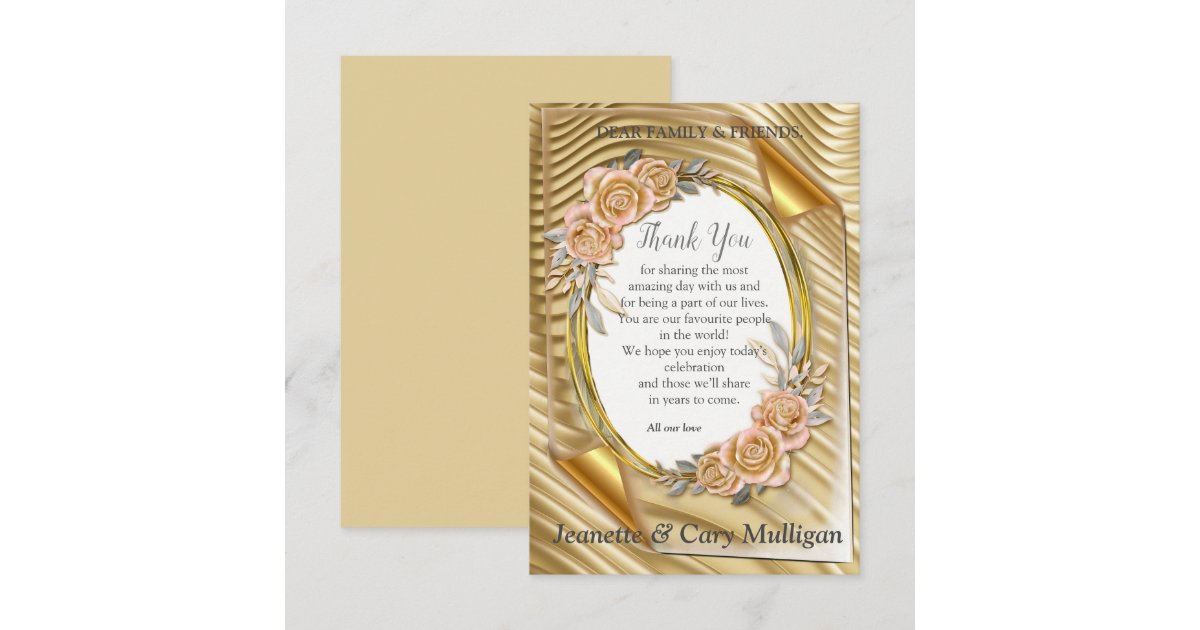 Gold Elegant Ripple Effect & Roses Leaves and Bird RSVP Card | Zazzle