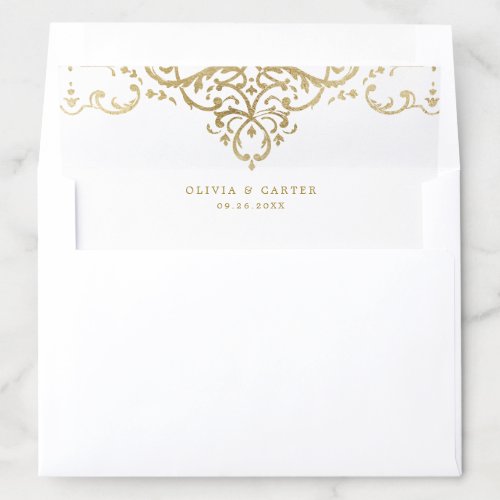 Gold elegant romantic ornate vintage wedding envelope liner