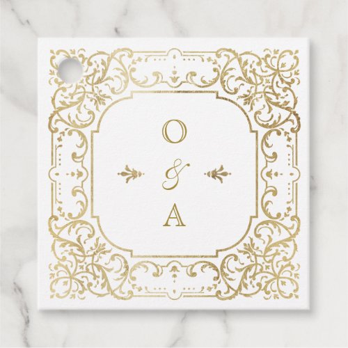 Gold elegant romantic ornate vintage wedding favor tags