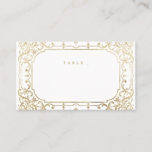Gold elegant romantic ornate vintage wedding place card