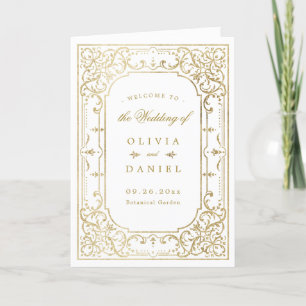 Gold elegant romantic ornate vintage wedding program