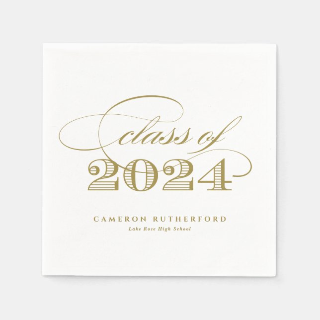 Gold Elegant Script 2024 Graduation Party Napkins (Front)