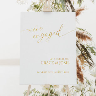 Gold Elegant Script Engagement Party Welcome Sign