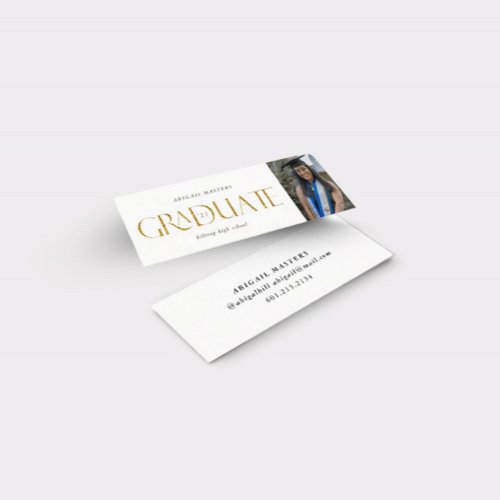 gold elegant script graduate name card