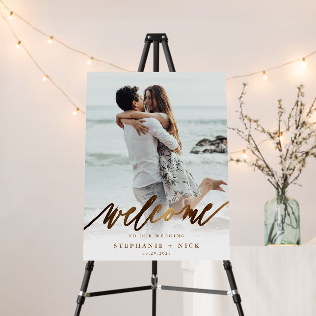 Gold Elegant Script Invitation Foam Board (In Situ (Stand))