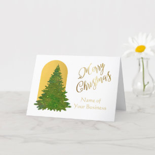 Gold Elegant Script QR Logo Merry Christmas Card