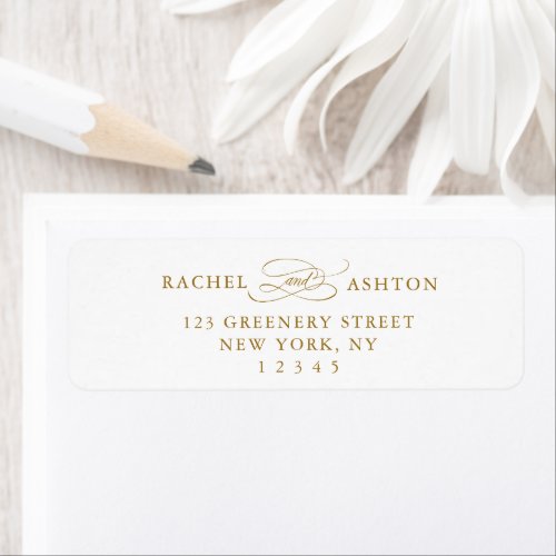 Gold Elegant Script Return Address  Label