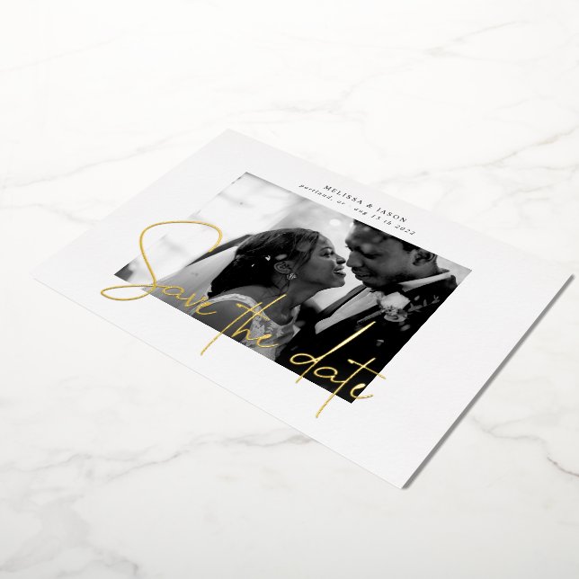 gold elegant script save the date Foil Invitation (Rotated)