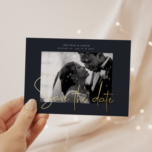Gold Elegant Script Save The Date Wedding Foil Invitation (Creator Uploaded)