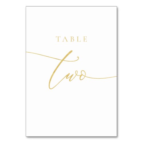 Gold Elegant Script Table Number Two