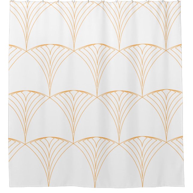 Gold, elegant simple luxurious traditional pattern shower curtain (Front)