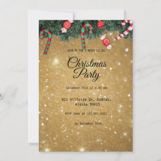 Gold Elegant Simple Modern Christmas Party  Invitation
