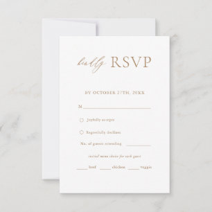 Gold Elegant Simple Wedding Menu Choice RSVP