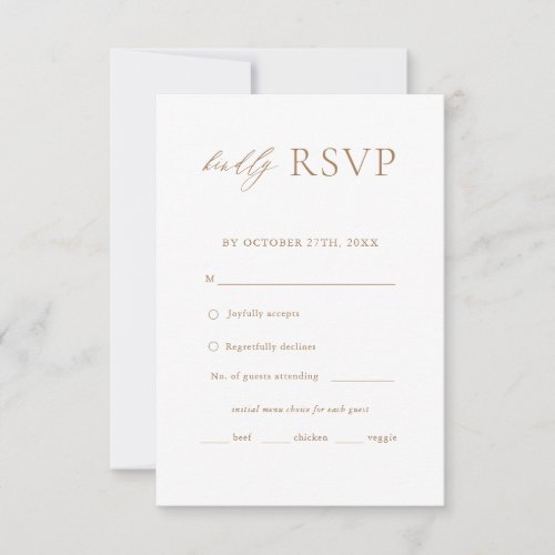 Gold Elegant Simple Wedding Menu Choice RSVP