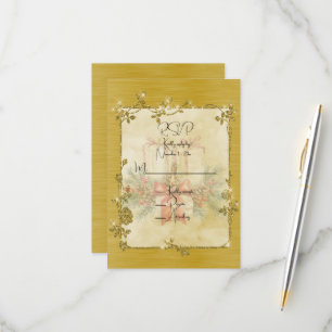 Gold Elegant Sparkly Frame RSVP Card