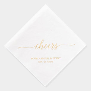 Gold Elegant Stylish Lettering Cheers Event Foil Napkins