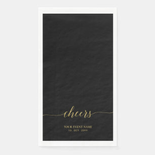 Gold Elegant Stylish Lettering Cheers Event Napk Paper Guest Towels