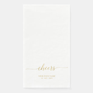 Gold Elegant Stylish Lettering Cheers Event Napk Paper Guest Towels