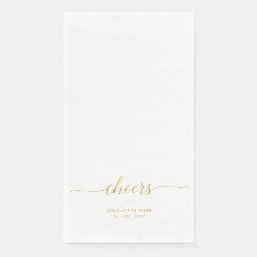 Gold  Elegant Stylish Lettering Cheers Event Napk Paper Guest Towels
