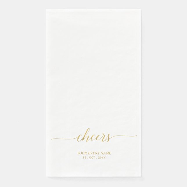 Gold | Elegant Stylish Lettering Cheers Event Napk Paper Guest Towels (Front)