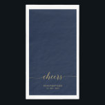 Gold | Elegant Stylish Lettering Cheers Event Napk Paper Guest Towels<br><div class="desc">Add stylish detail to your special day with this personalized party napkin. This design features stylish gold typography " Cheers" with navy blue background. You can personalize the text for any event or party. Matching invitations and party supplies are available in my shop BaraBomDesign.</div>