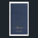 Gold | Elegant Stylish Lettering Cheers Event Napk Paper Guest Towels<br><div class="desc">Add stylish detail to your special day with this personalized party napkin. This design features stylish gold typography " Cheers" with navy blue background. You can personalize the text for any event or party. Matching invitations and party supplies are available in my shop BaraBomDesign.</div>