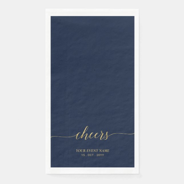 Gold | Elegant Stylish Lettering Cheers Event Napk Paper Guest Towels (Front)
