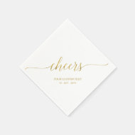 Gold   Elegant Stylish Lettering Cheers Event Napkins