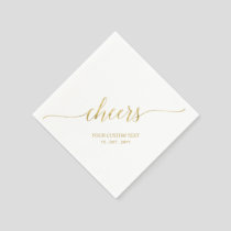 Gold | Elegant Stylish Lettering Cheers Event Napkins