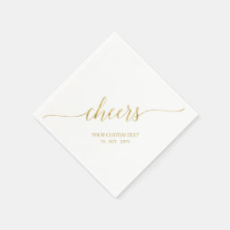 Gold | Elegant Stylish Lettering Cheers Event Napkins