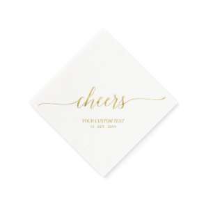 Gold | Elegant Stylish Lettering Cheers Event Napkins