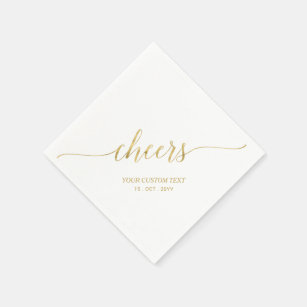 Gold   Elegant Stylish Lettering Cheers Event Napkins