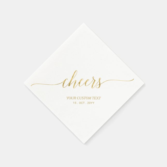Gold | Elegant Stylish Lettering Cheers Event Napkins (Corner)