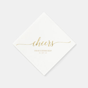 Cheers Script Personalized Printed Wedding Napkins 3 Sizes  Multiple Colors