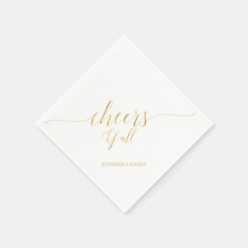 Gold  Elegant Stylish Lettering Cheers Y all Napkins