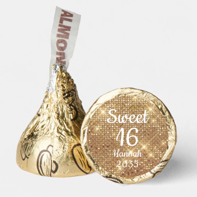 Gold Elegant Sweet 16 Girl Birthday Hershey®'s Kisses® (Front)