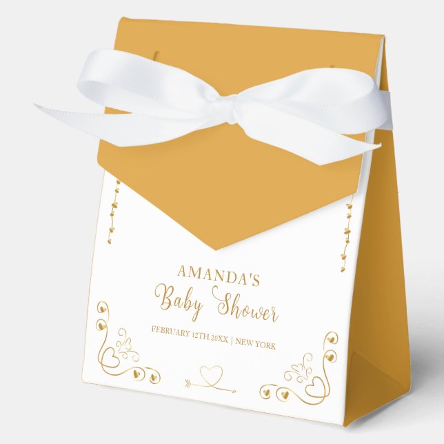 Gold Elegant Sweetheart Valentine Baby Shower  Favor Boxes (Front)