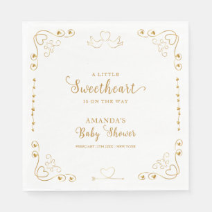 Gold Elegant Sweetheart Valentine Baby Shower  Napkins