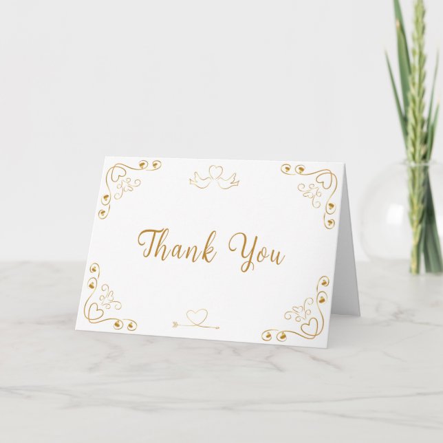 Gold Elegant Sweetheart Valentine Baby Shower  Thank You Card (Front)