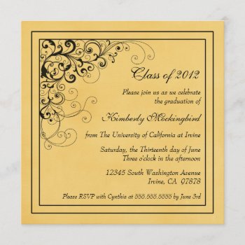 Gold Elegant Swirls Graduation Party Invitation by Jamene at Zazzle