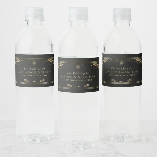 Gold Elegant Tarot Card Gothic Water Bottle Label (Bottles)