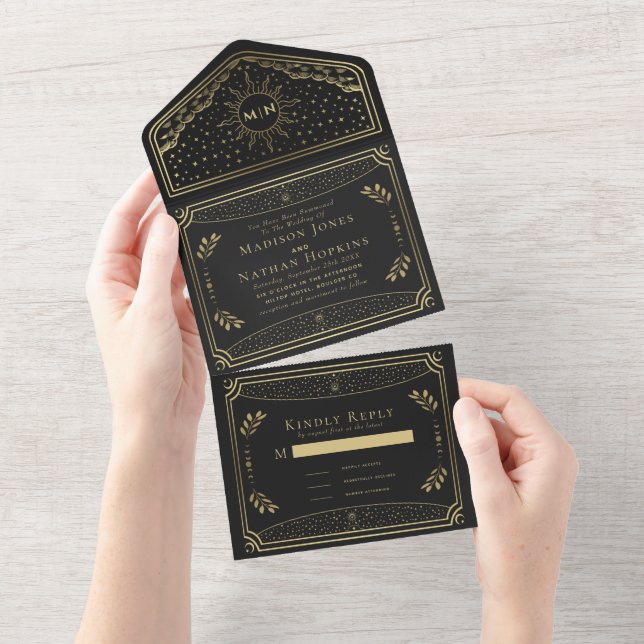 Gold Elegant Tarot Card Wedding Invitation (Tearaway)