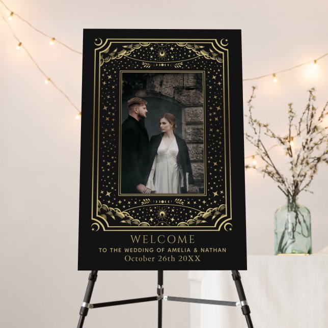 Gold Elegant Tarot Card Wedding Photo Foam Board (In Situ (Stand))