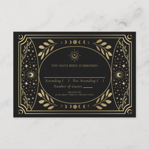 Gold Elegant Tarot Card Wedding RSVP