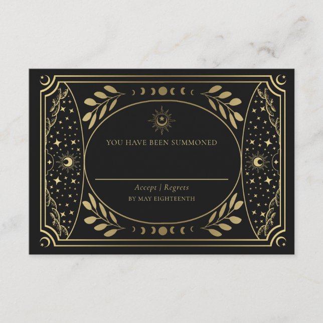 Gold Elegant Tarot Card Wedding RSVP  (Front)