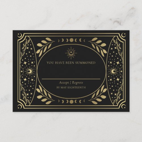 Gold Elegant Tarot Card Wedding RSVP 