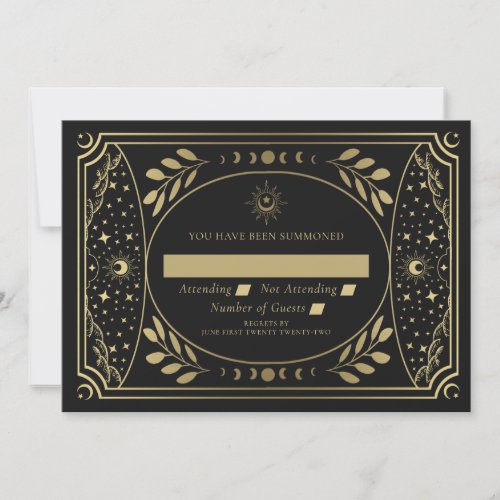 Gold Elegant Tarot Card Wedding RSVP